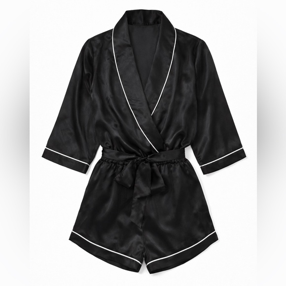 🆕 Fashion Nova Black Satin Pajama One Piece - Picture 4 of 5